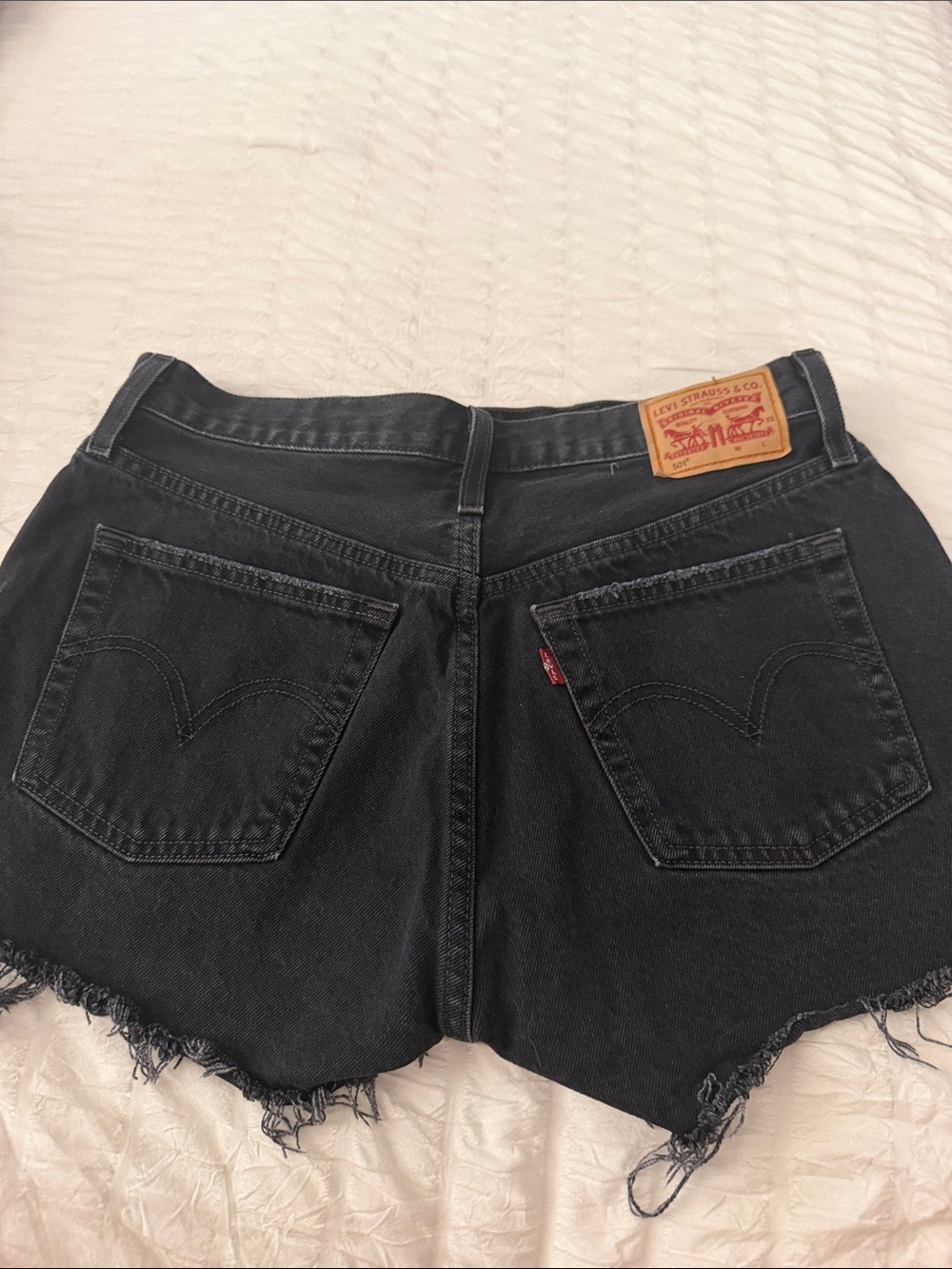 Levi's Black Distressed Cutoff Denim Shorts - Picture 4 of 5